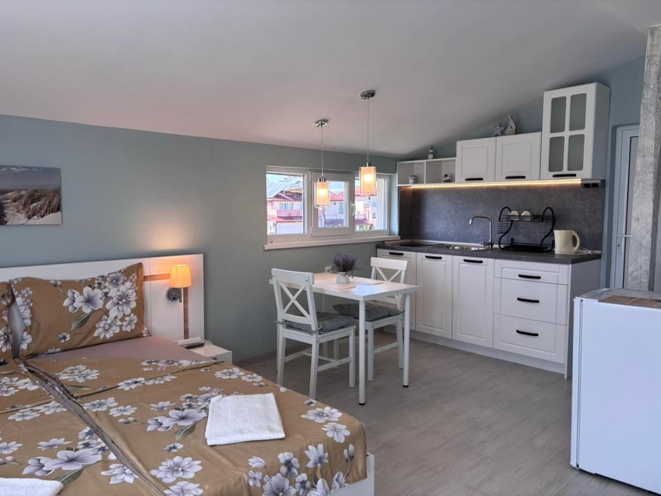 Bed, Kitchen or kitchenette, Photo of the whole room, Dining area, Bedroom, stove