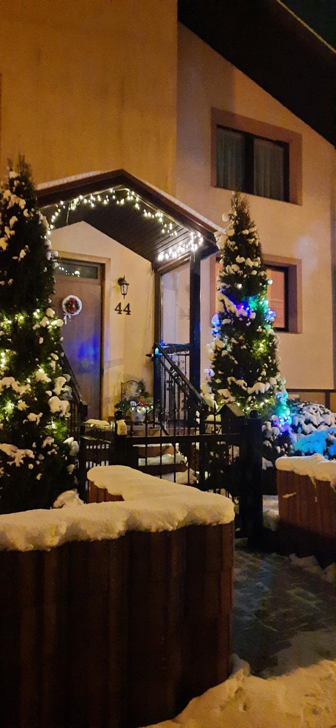 Property building, Night, Winter