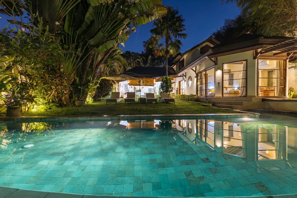 Night, Garden view, Swimming pool