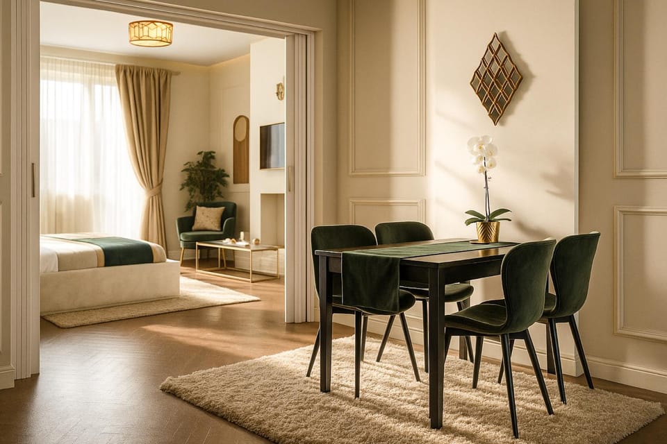 Photo of the whole room, Seating area, Dining area