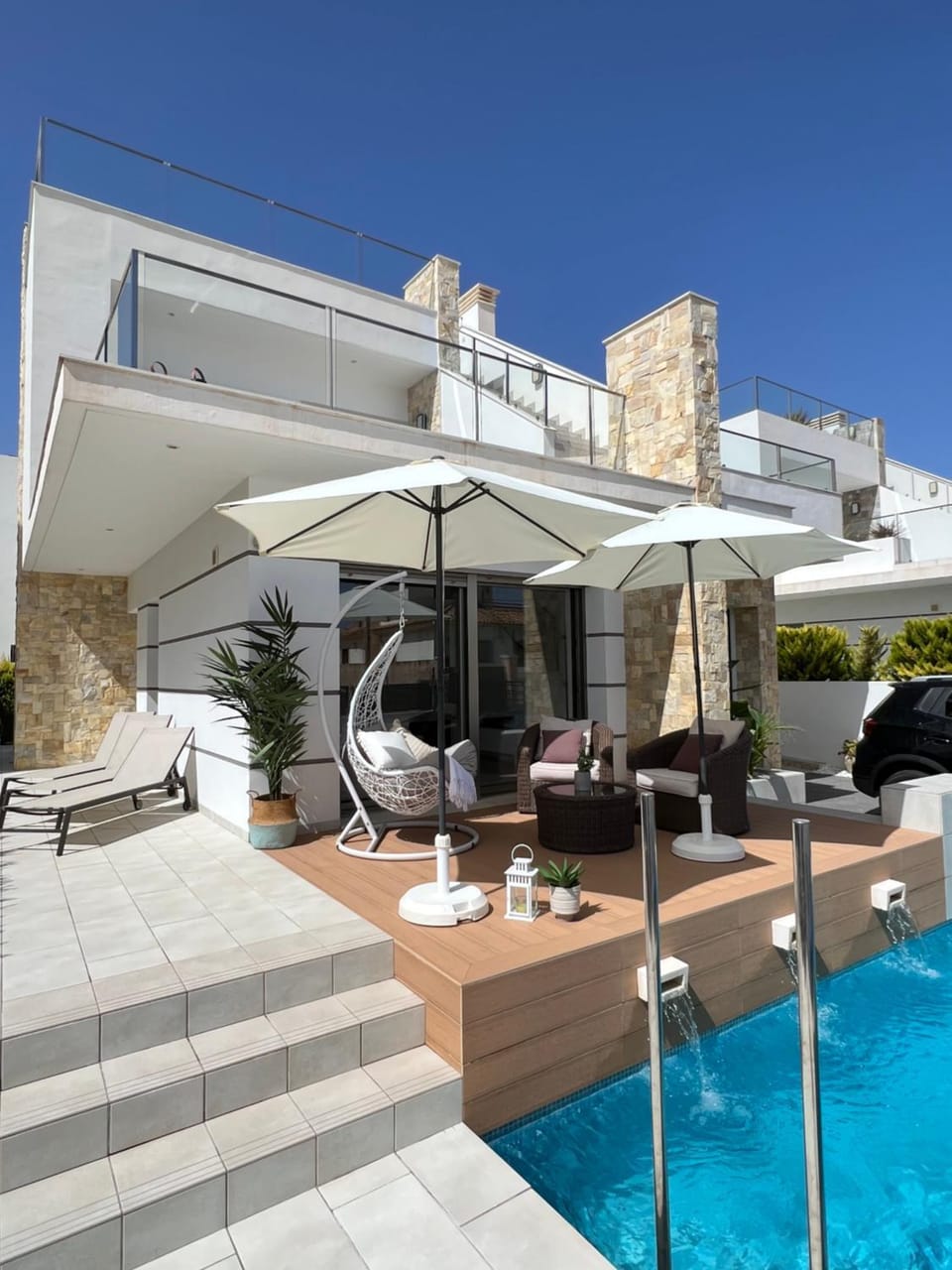 View (from property/room), Balcony/Terrace, Pool view, Swimming pool