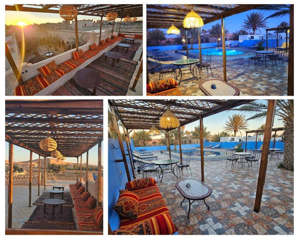 Property building, Patio, Balcony/Terrace, Pool view, Swimming pool, Breakfast, Sunrise, Sunset