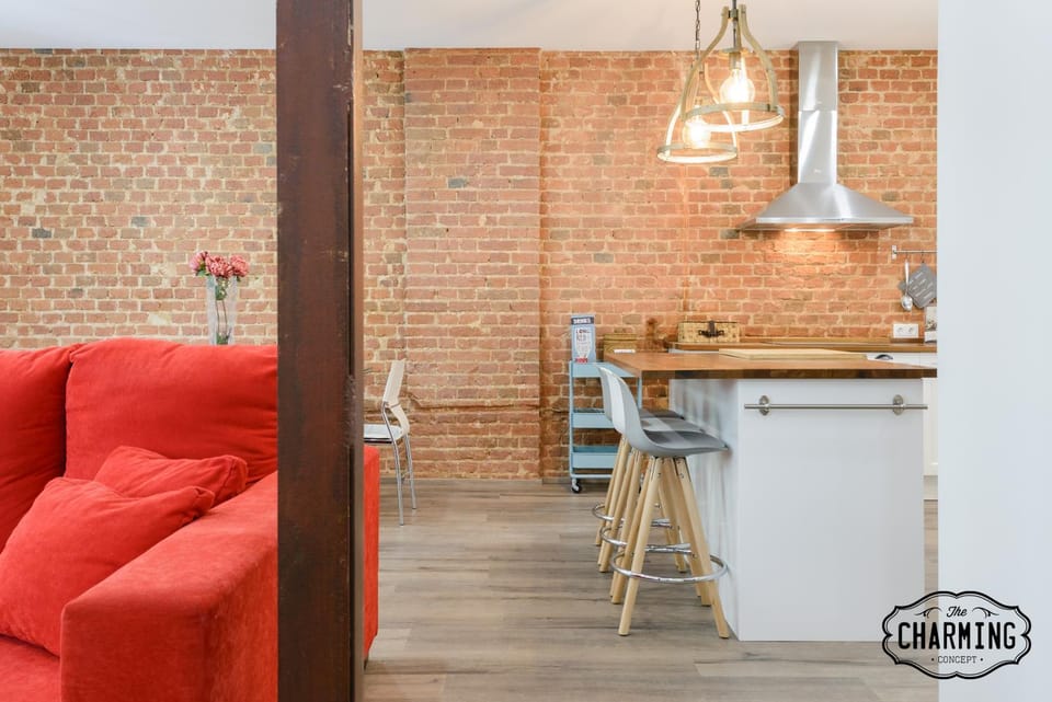 Kitchen or kitchenette, Living room, Dining area