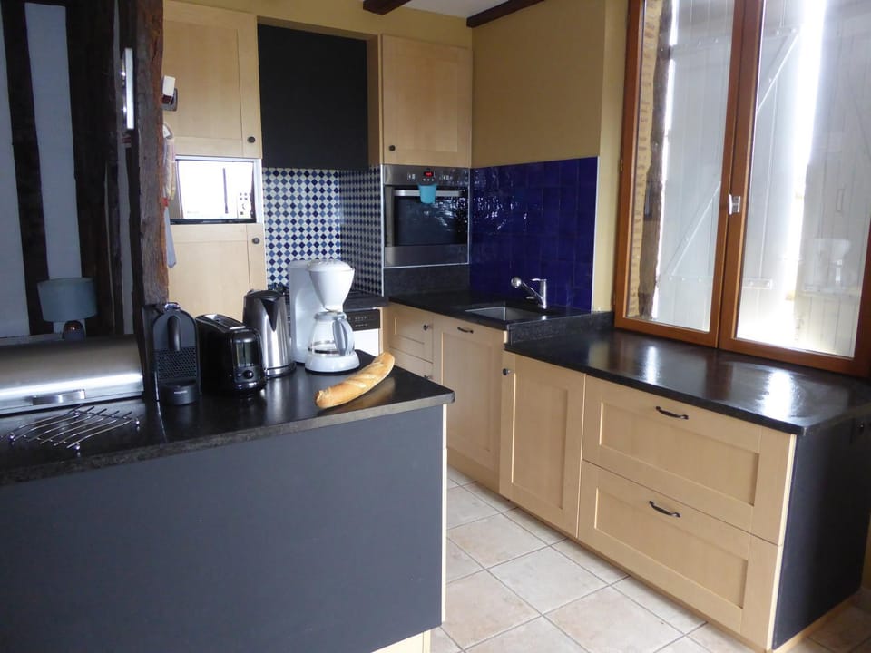 Kitchen or kitchenette, stove