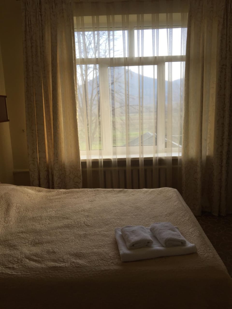 Bed, Photo of the whole room, Decorative detail, Mountain view