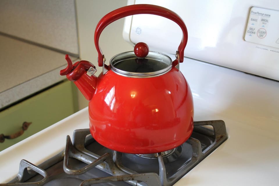 Kitchen or kitchenette, stove