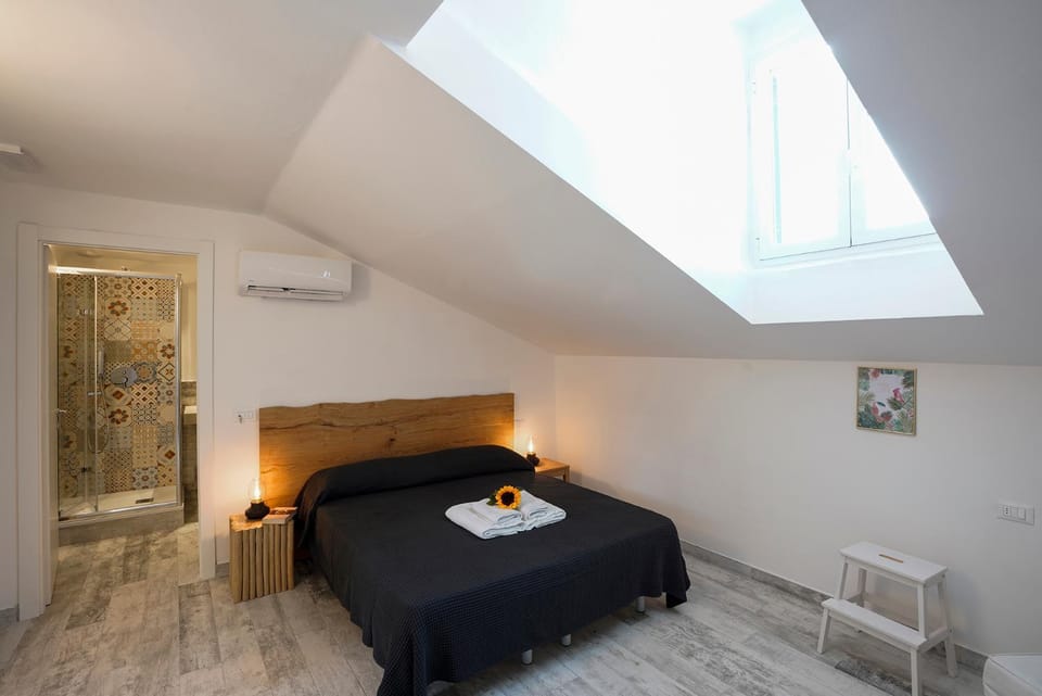 Shower, Bed, Bedroom