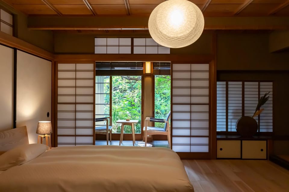 Bed, Living room, Photo of the whole room, Seating area, Bedroom, Garden view, Inner courtyard view