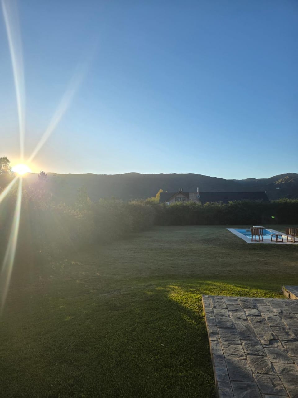 Mountain view, Swimming pool, Sunrise