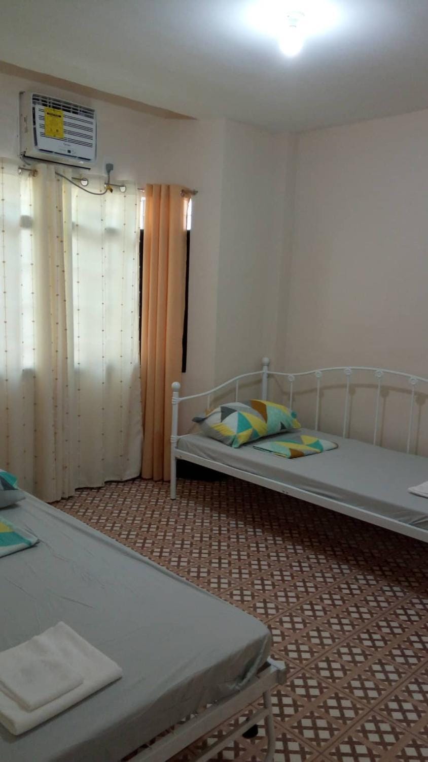 Bed, Photo of the whole room, Bedroom, towels, air conditioner