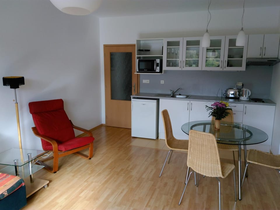 Kitchen or kitchenette, Living room, Seating area, Dining area, Area and facilities