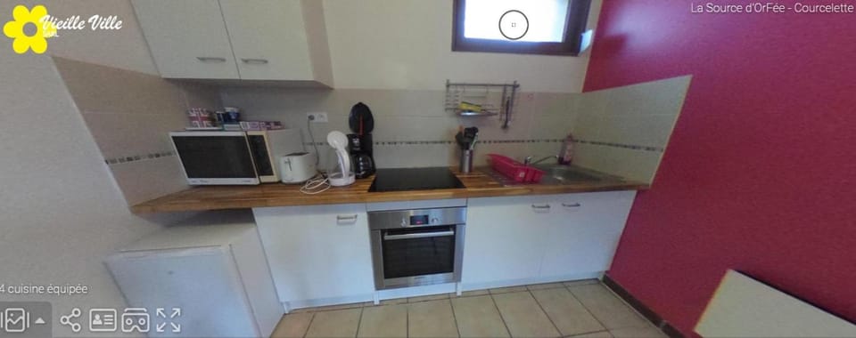 Kitchen or kitchenette, oven, stove, toaster