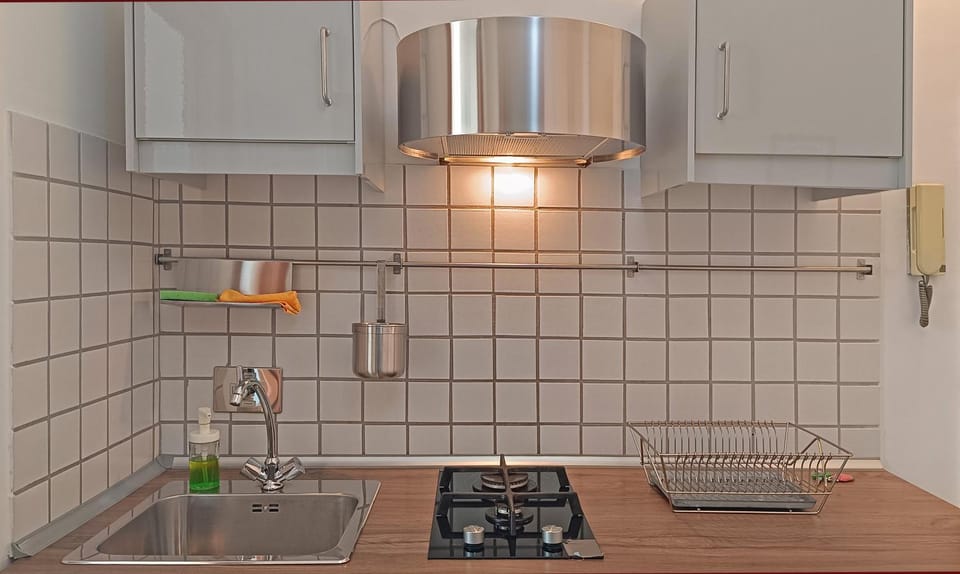 Kitchen or kitchenette, stove