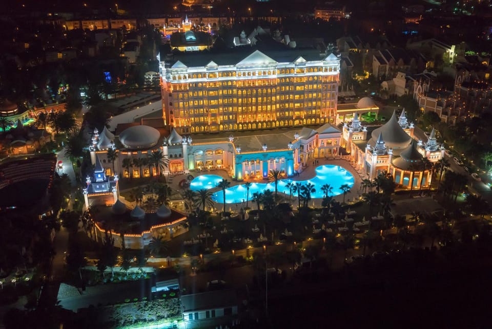 Night, Bird's eye view, Swimming pool