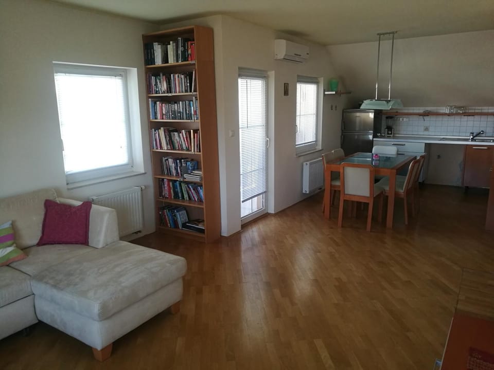 Library, Living room, Seating area, Dining area