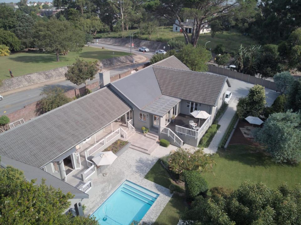 Property building, Day, Neighbourhood, Bird's eye view, Garden view, Pool view, Street view, Swimming pool, towels