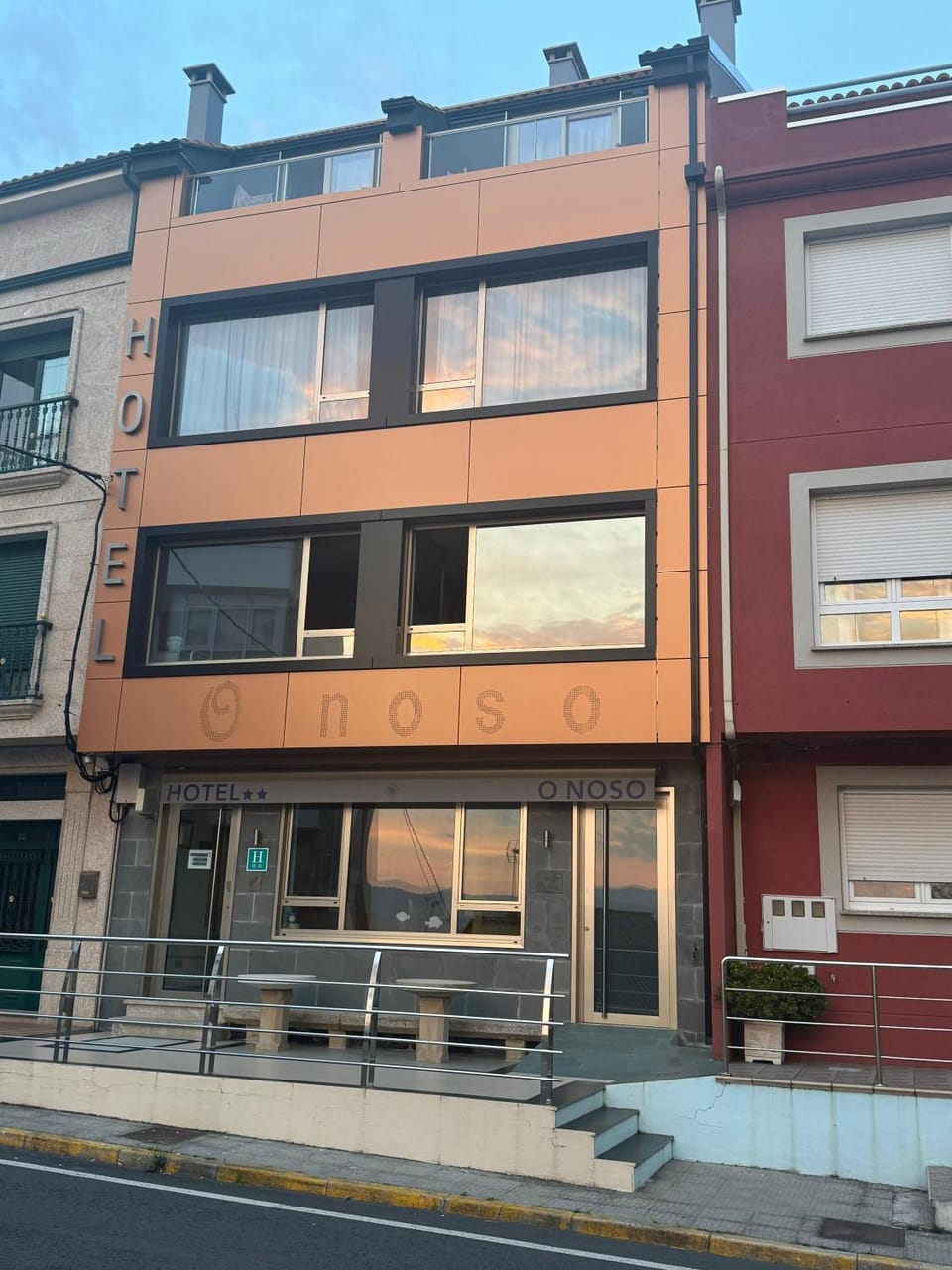 Property building, Facade/entrance, Sunset