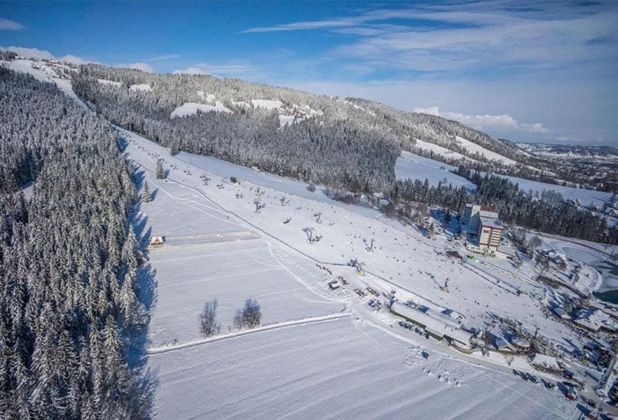 Bird's eye view, Winter, Skiing, Skiing