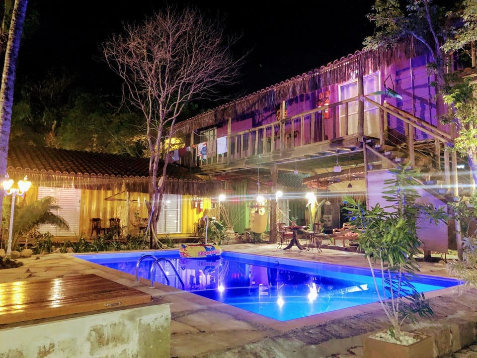 Night, Pool view, Swimming pool