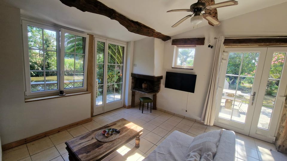 TV and multimedia, Living room, Garden view, fireplace