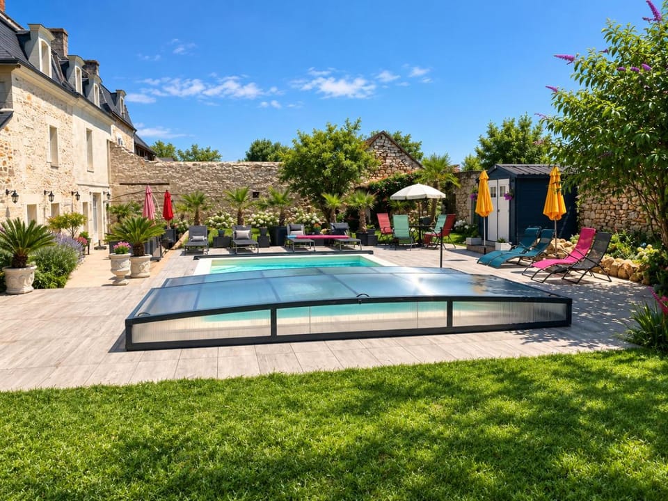 Spring, Day, Swimming pool, sunbed