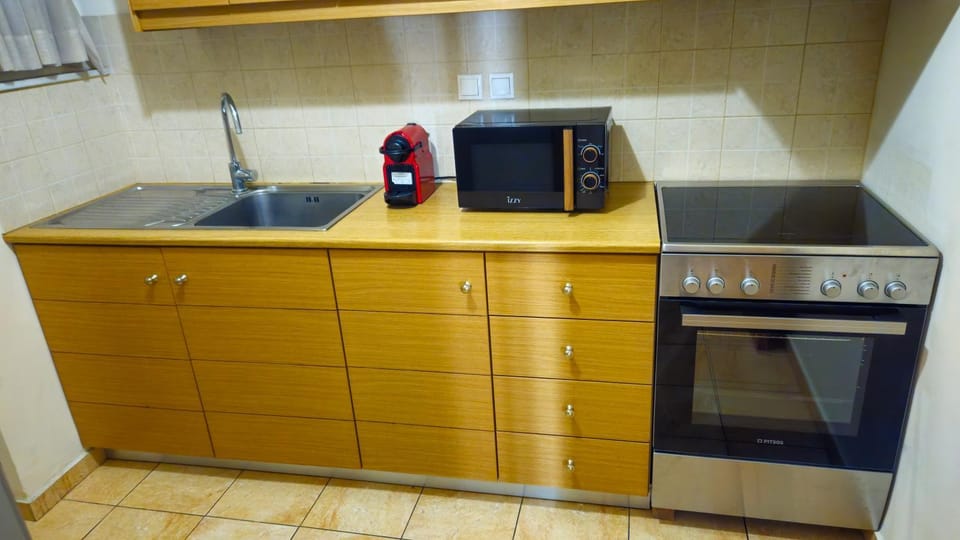 Kitchen or kitchenette, oven