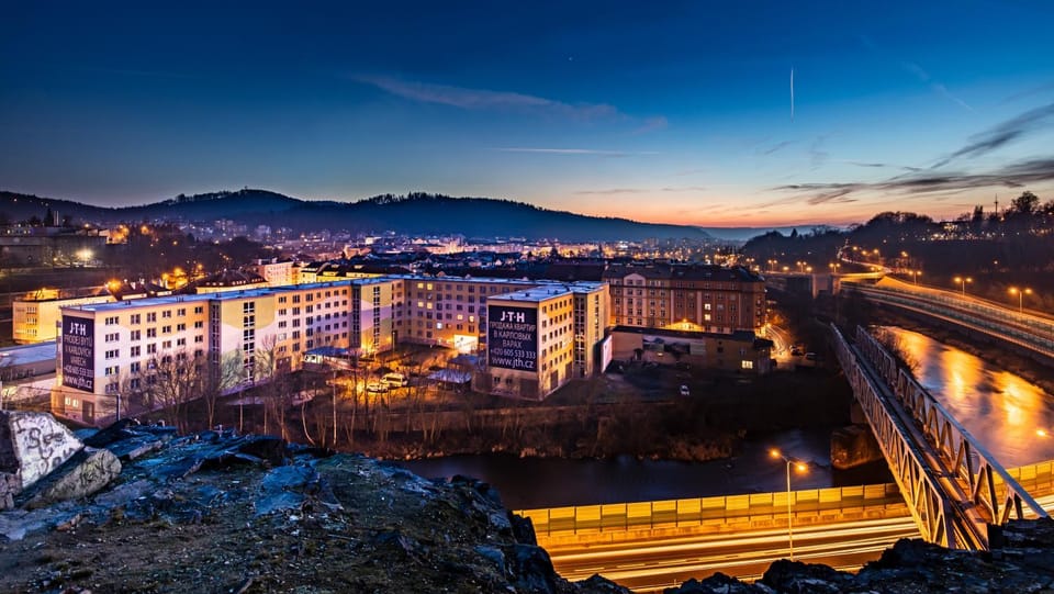 Property building, Night, City view, Mountain view