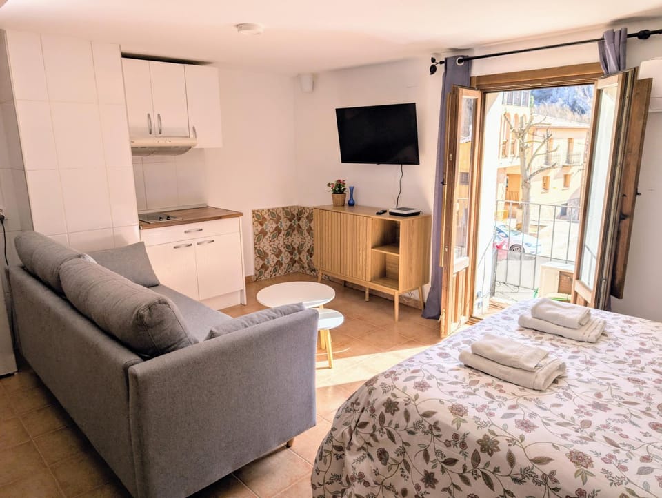 Bed, Kitchen or kitchenette, Photo of the whole room, Seating area, Bedroom