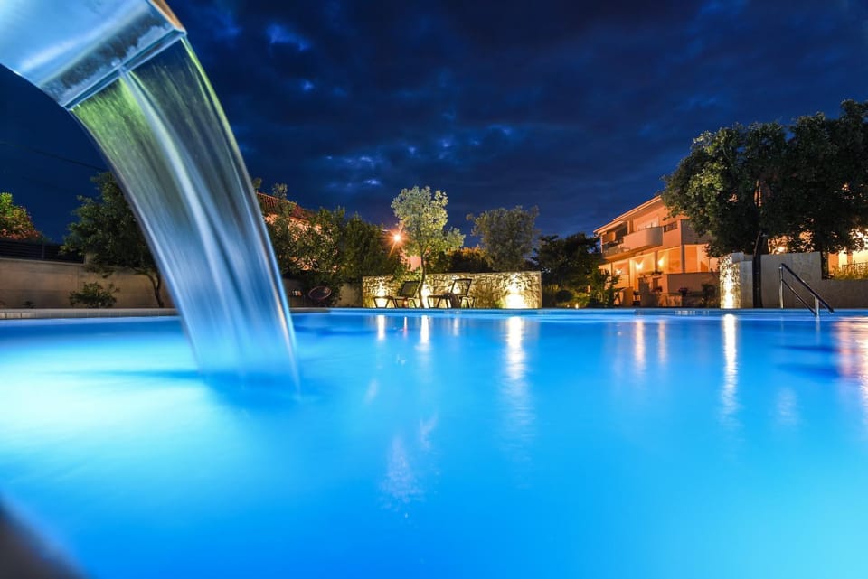 Night, Pool view, Swimming pool