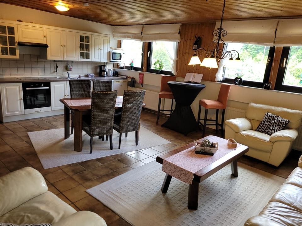 Kitchen or kitchenette, Living room, Seating area, Dining area, dishwasher, oven, stove, toaster