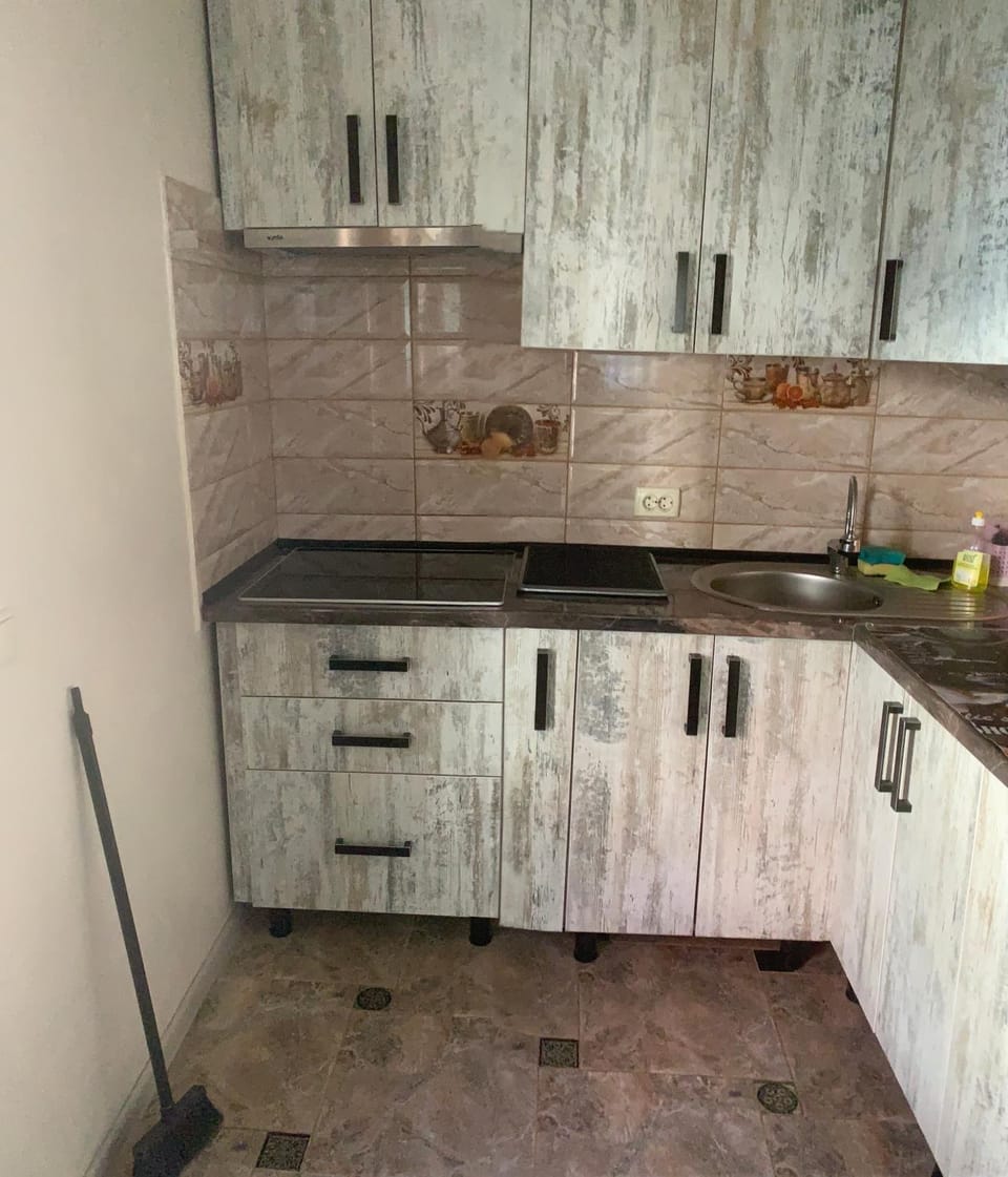 Kitchen or kitchenette, stove