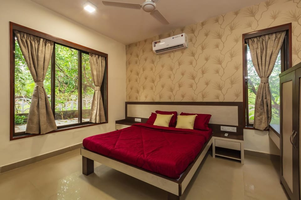 Bed, Natural landscape, Bedroom, Garden view