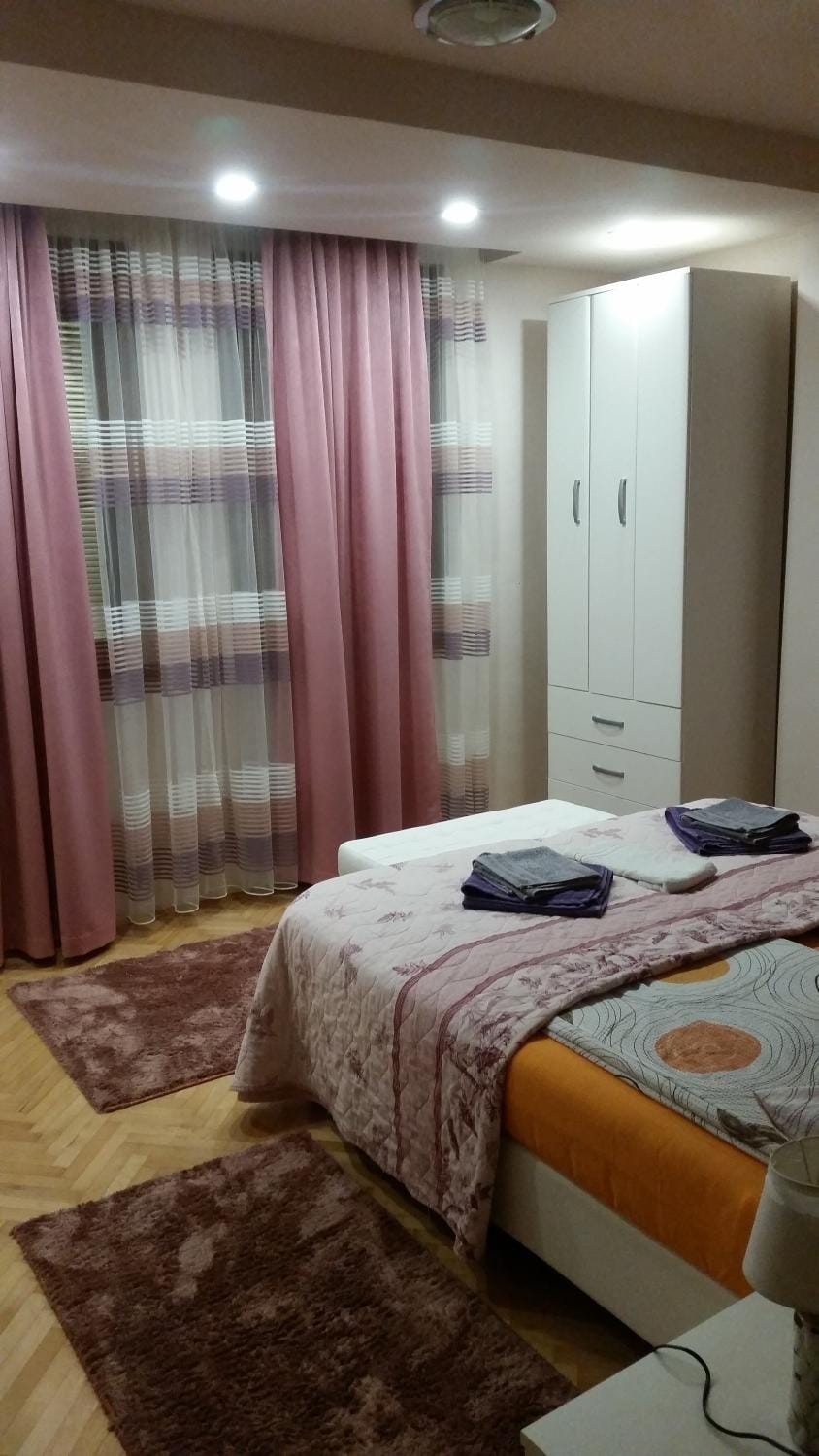 Bed, Photo of the whole room, Bedroom, towels, wardrobe