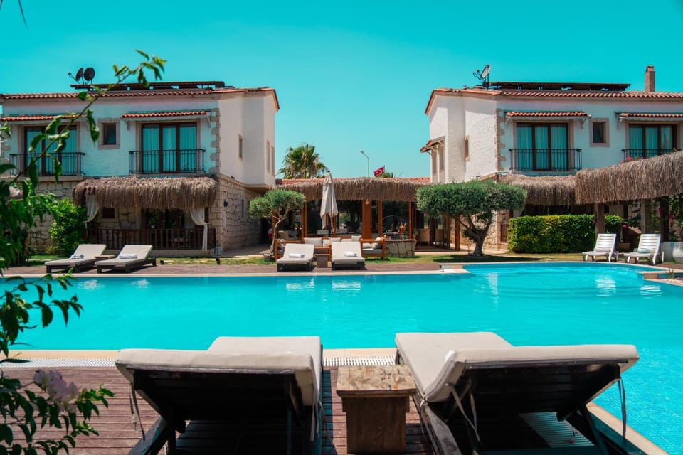 Property building, Patio, Day, Garden view, Pool view, Swimming pool, sunbed
