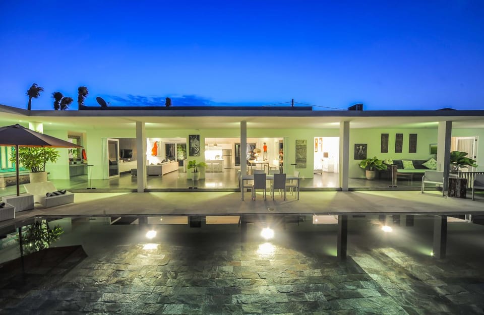 Property building, Night, Pool view, Swimming pool
