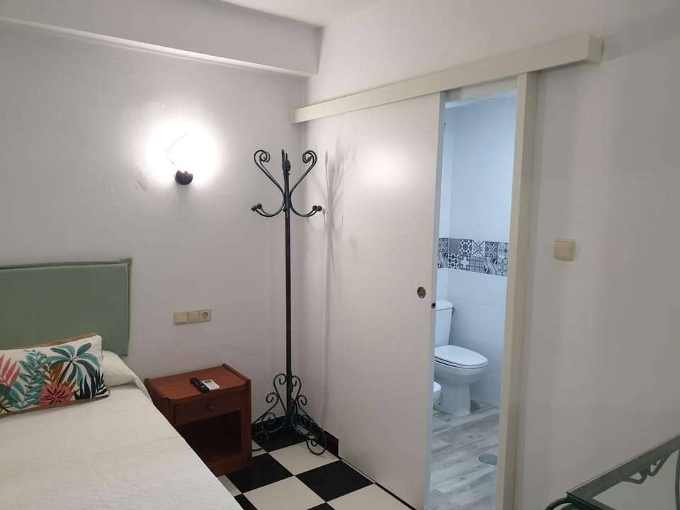 Shower, Bed, Bathroom, Photo of the whole room, Bedroom