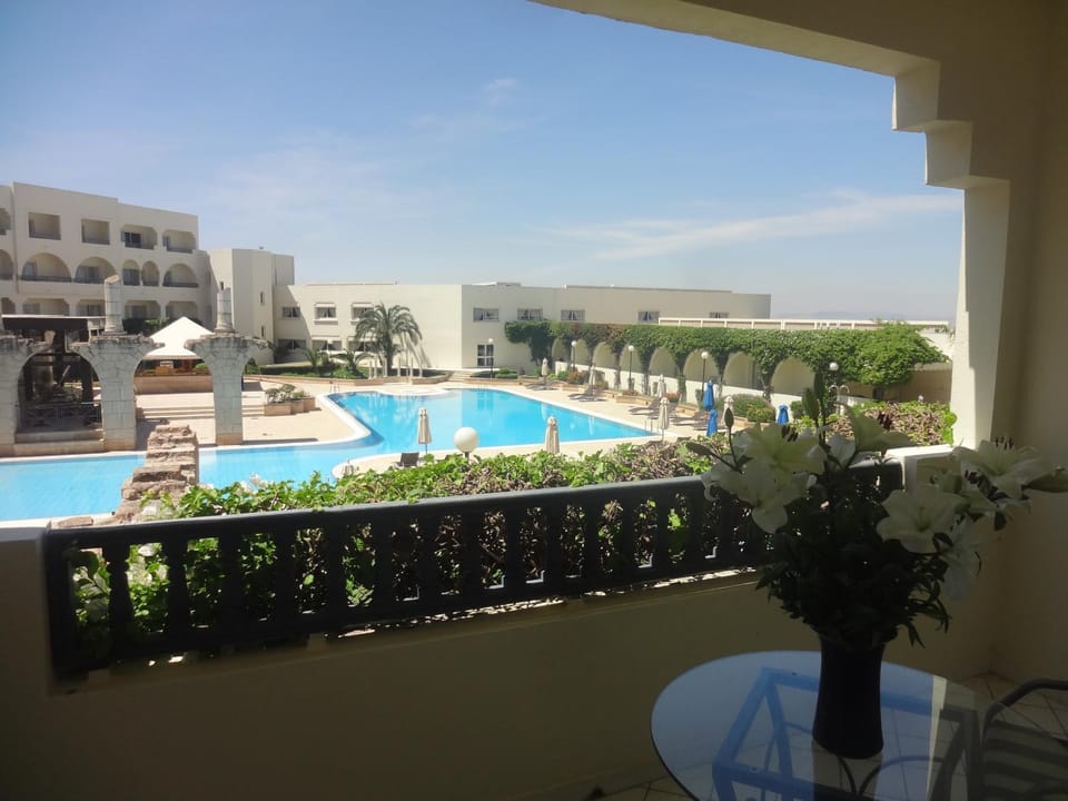 Day, View (from property/room), Balcony/Terrace, Pool view, Swimming pool, sunbed