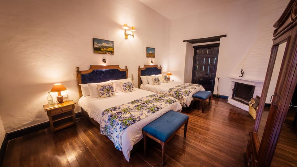 Bed, Photo of the whole room, Decorative detail, Garden view, fireplace, wardrobe