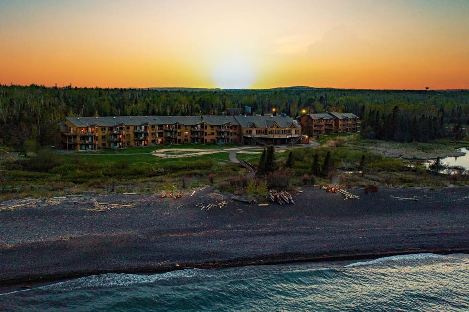 Property building, Natural landscape, Beach, Sunset