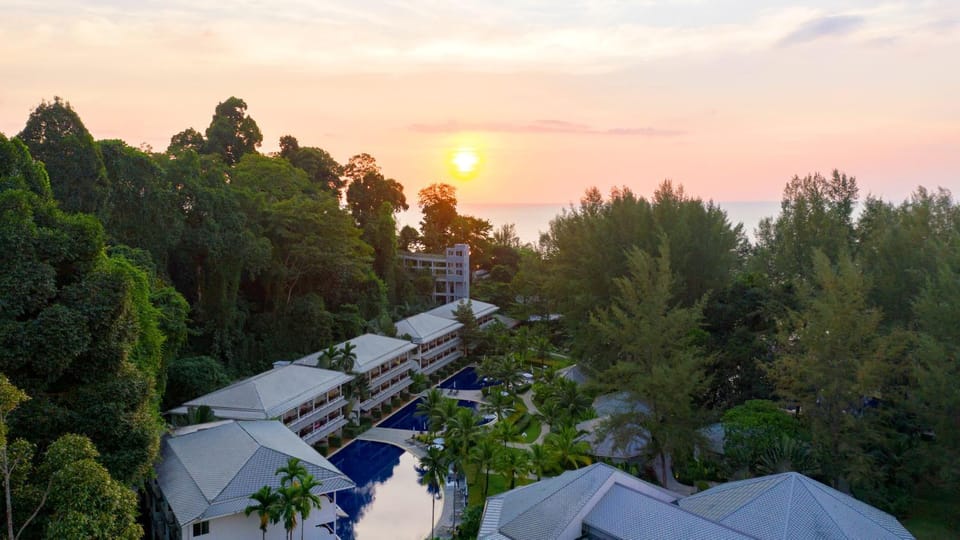 Property building, Bird's eye view, Sunset