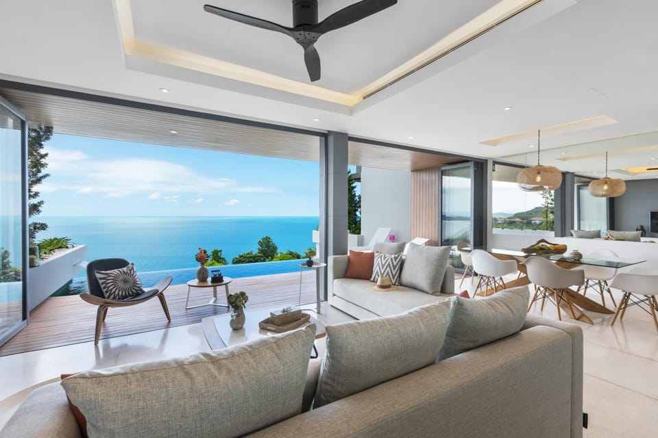 Living room, Seating area, Sea view
