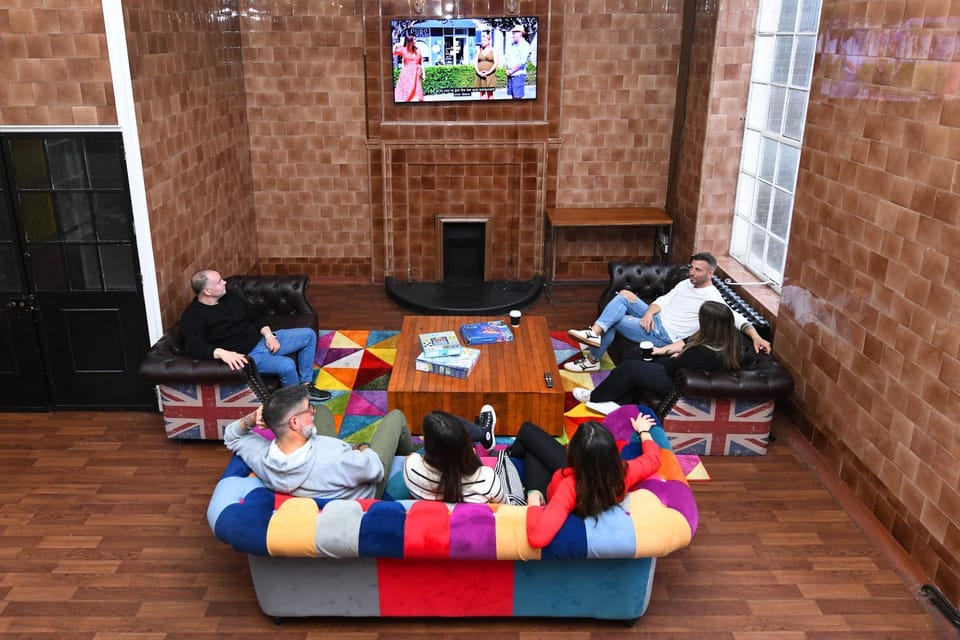People, TV and multimedia, Living room, Seating area, children, group of guests