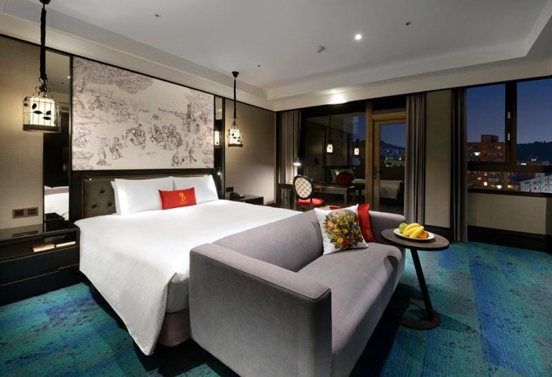 Bed, Night, Bedroom, City view