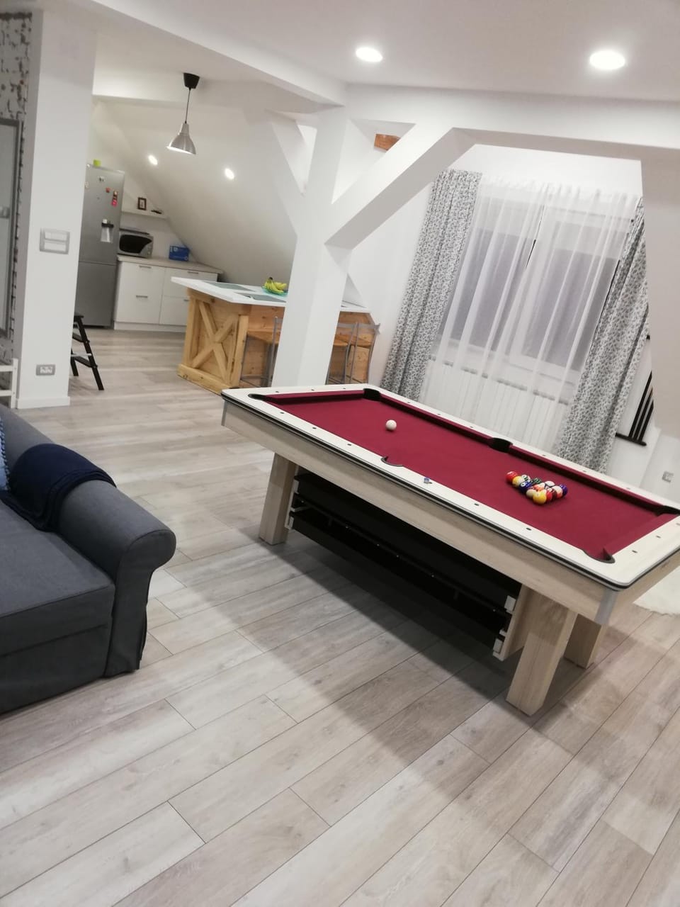 Billiard, Kitchen or kitchenette, Living room, Dining area