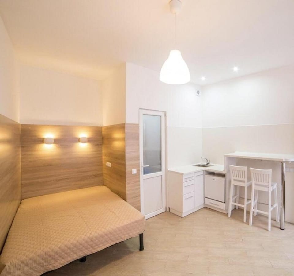 Bed, Kitchen or kitchenette, Photo of the whole room, Seating area, Dining area