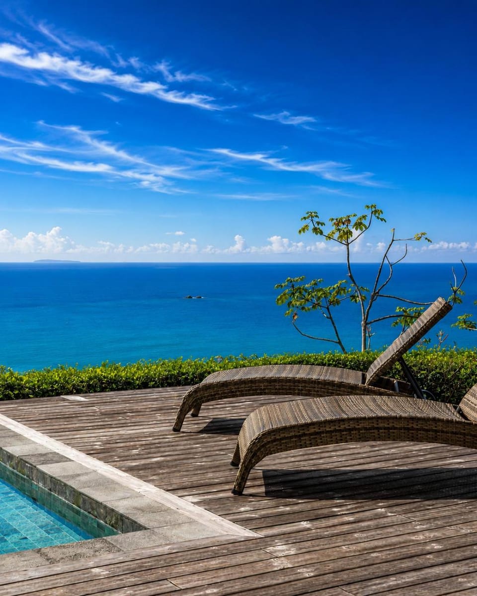 Pool view, Sea view, Swimming pool, sunbed