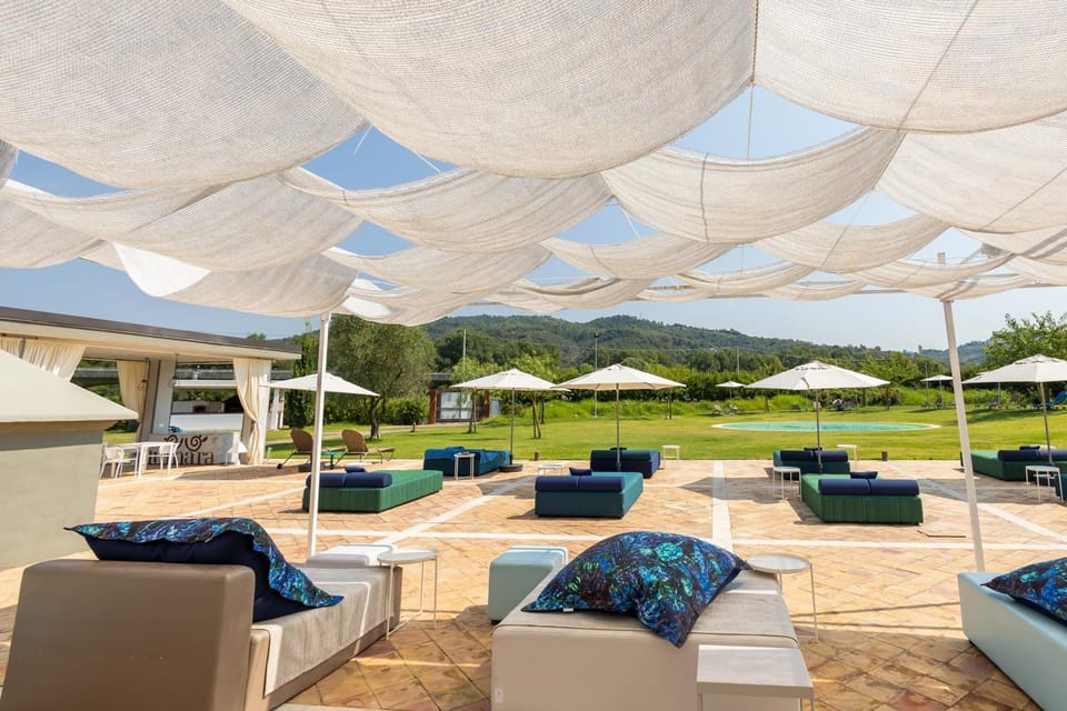 Patio, Pool view, sunbed