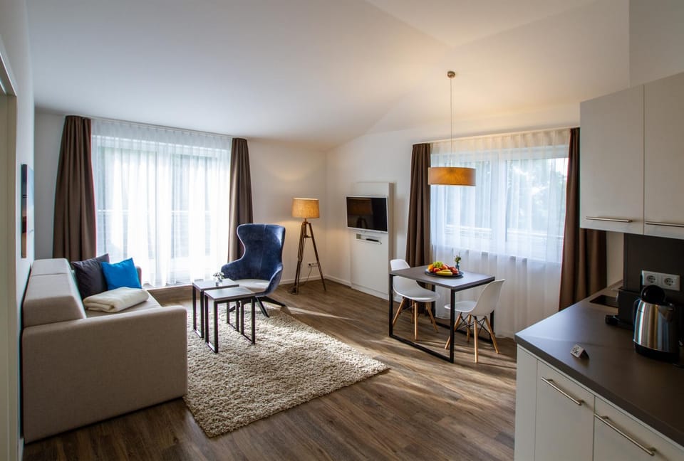 Living room, kitchen