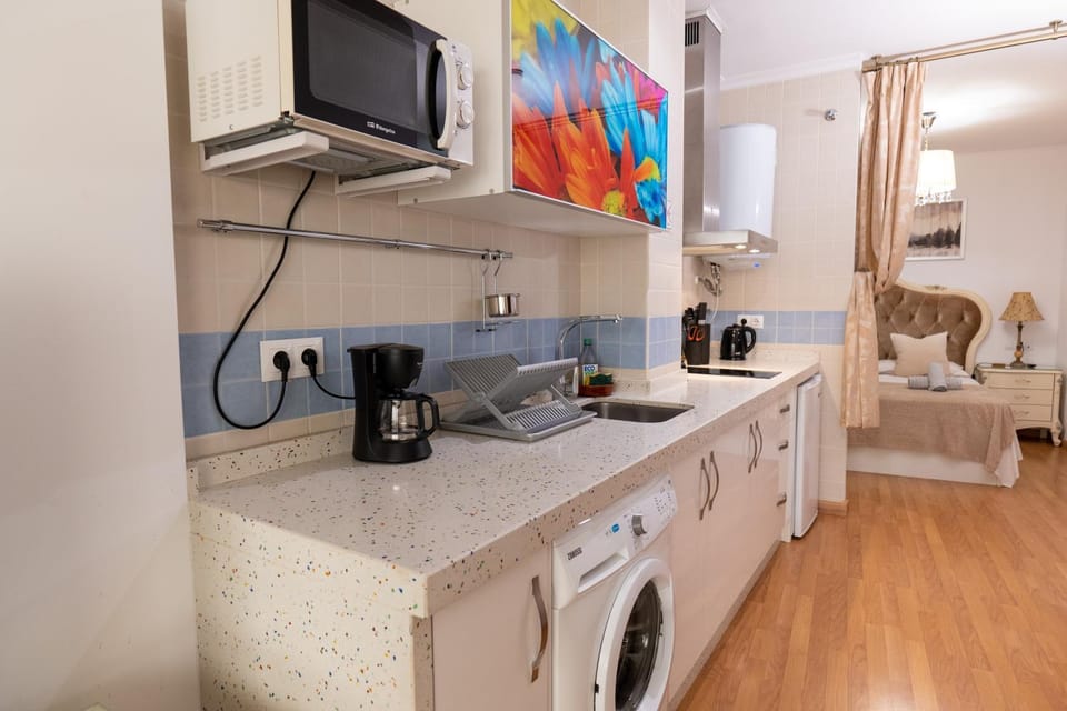 Coffee/tea facilities, Kitchen or kitchenette, stove, toaster, washing machine