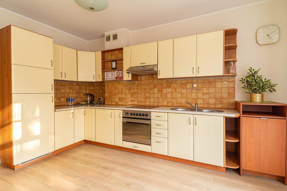 Kitchen or kitchenette, dishwasher, oven, stove